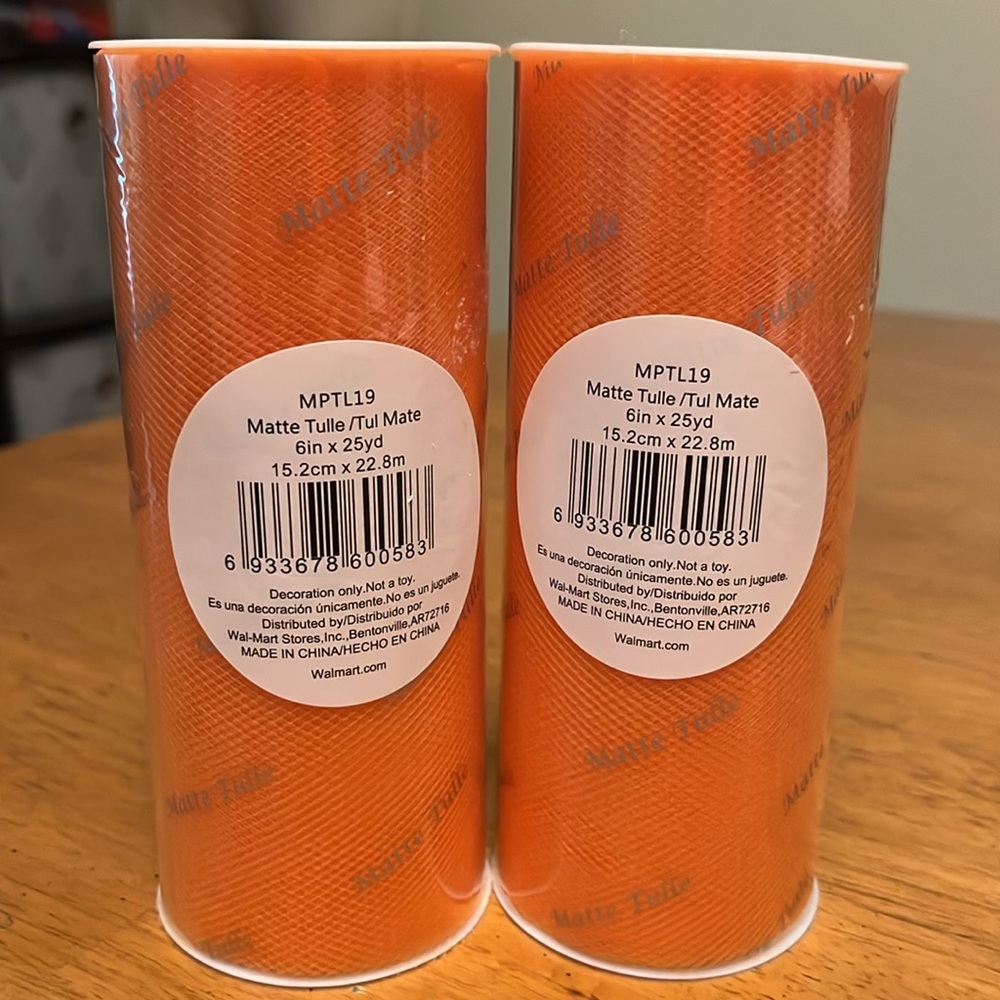 Orange Matte Tulle Roll Set of 2